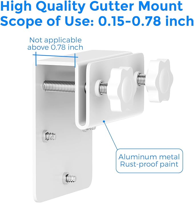 Gutter Mount Bracket Compatible with Eufy Security SoloCam S340/S40 & SoloCam E30, Adjustable Solar Panel Security Camera Mount, Easy Install Aluminum Gutter Hook for Outdoor Wireless CCTV Cameras