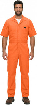 Natural Uniforms Mens Short Sleeve Zip Up Coverall, Stain and Wrinkle Resistant (Orange, X-Small Tall)