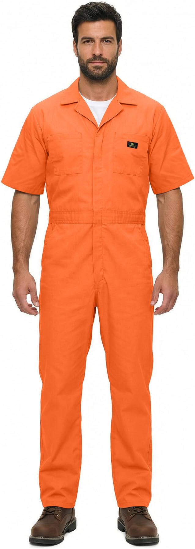 Natural Uniforms Mens Short Sleeve Zip Up Coverall, Stain and Wrinkle Resistant (Orange, X-Small Tall)