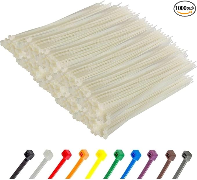 GTSE 14 Inch White/Clear Heavy Duty Zip Ties, 1,000 Bulk Pack, 120lb Strength, UV Resistant Nylon Cable Ties, Self-Locking 14" Tie Wraps