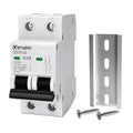 AC Miniature Circuit Breaker 2 Pole 20A (MCB),120V/240V 50/60Hz DIN Rail Mount Breaker, Compatible with Grid-Tied Solar Systems, RV & Home Circuits(C20A)