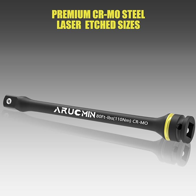 1/2" Drive 80 Ft-Lbs Torque Limiting Extension Bar, 8 Inch Color-Coded Lug Nut Torque Sticks