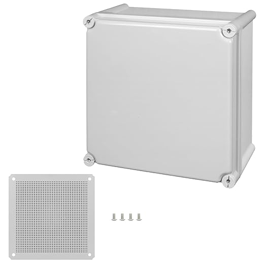 Junction Box，11"x 11"x 5.1" Outdoor Electrical Box with Mounting Plate, IP67 Dustproof Waterproof ABS Plastic Project Box, DIY Electrical Enclosure Gray (280x 280x 130 mm)