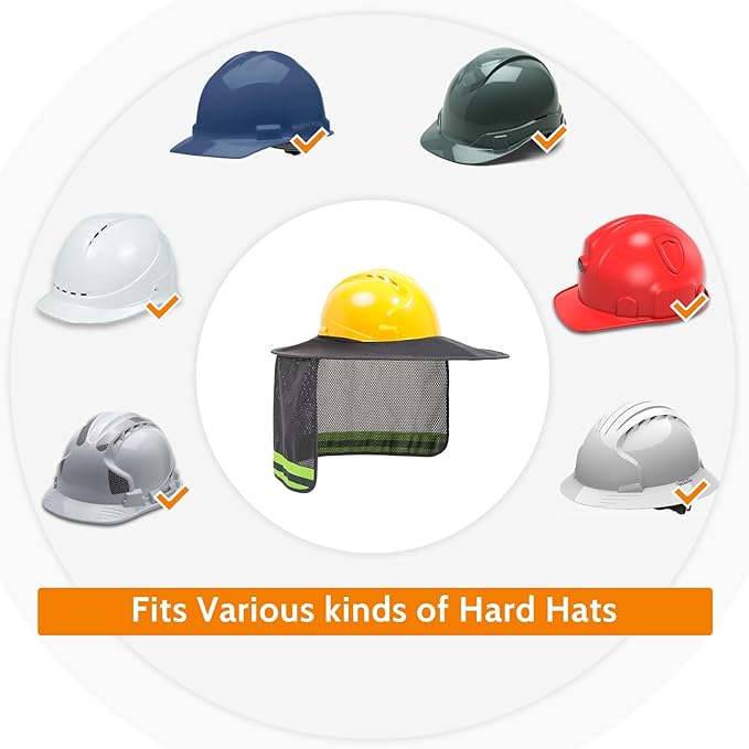 TCCFCCT Hard Hat Sun Shade, Neck Cover, Full Brim Sun Visor and Bandana Headband Face Scarf, 2 Packs, Blue