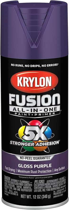Krylon Fusion All-In-One Adhesive Spray Paint for Indoor/Outdoor Use, 12 oz, Purple