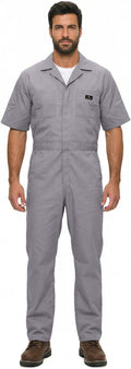 Natural Uniforms Mens Short Sleeve Zip Up Coverall, Stain and Wrinkle Resistant (Grey, X-Large Tall)