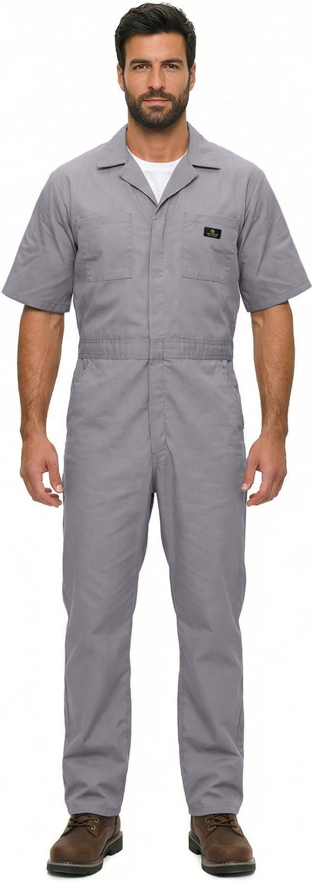 Natural Uniforms Mens Short Sleeve Zip Up Coverall, Stain and Wrinkle Resistant (Grey, X-Small Tall)