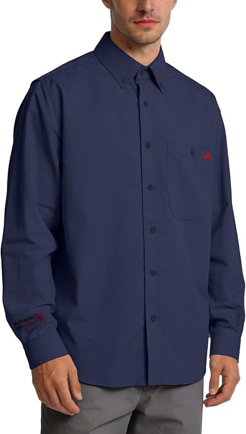 WORKWEYA FR Welding Shirts 7.5oz Cotton Button Down Flame Resistant Shirt for Men