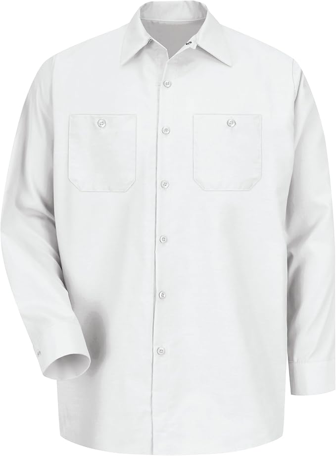 Red Kap Men's Long Sleeve Industrial Work Shirt | Moisture Wicking Button Up, Wrinkle Resistance Fights Fading & Stains