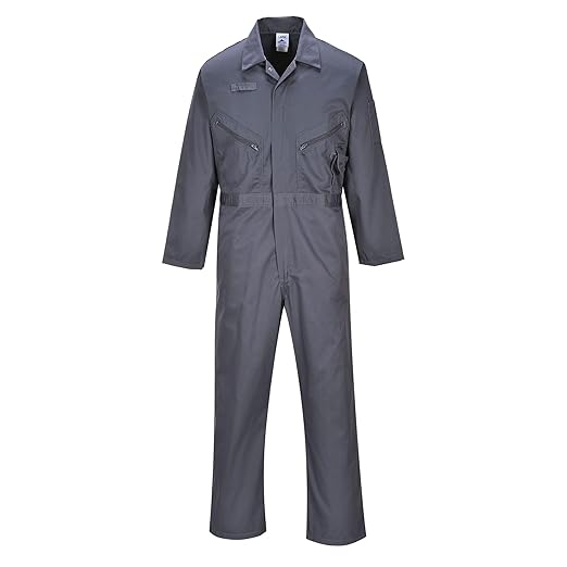 Portwest C813 Liverpool Zipper Coverall with Front Snap Closure and 2 Way Zipper, Graphite, SmallR