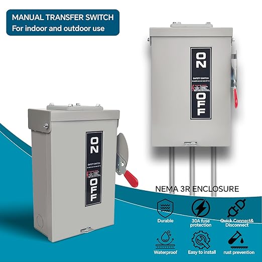 3P 30Amp 240V 3 Wire Heavy Duty Safety Switches，Ac Disconnect Switches Box，Quick Disconnect Safety Switch，Upgrade Power Supply Safety Door Lock