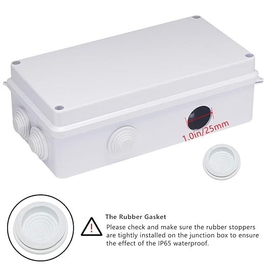 Zulkit Junction Box ABS Plastic Dustproof Waterproof IP65 Universal Electrical Boxes Project Enclosure White 7.9 x 3.9 x 2.8 inch (200 x 100 x 70mm)