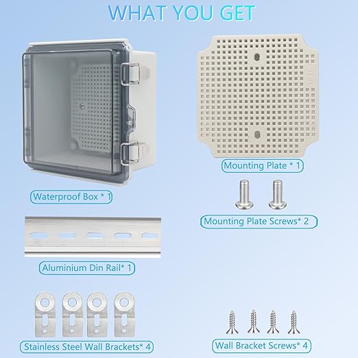 Electrical Box, Outdoor Waterproof Box IP67 Junction Box with Mounting Plate,ABS Plastic Project Box Power Cord Enclosure Clear 5.9" Dx5.9 Wx3.5 H