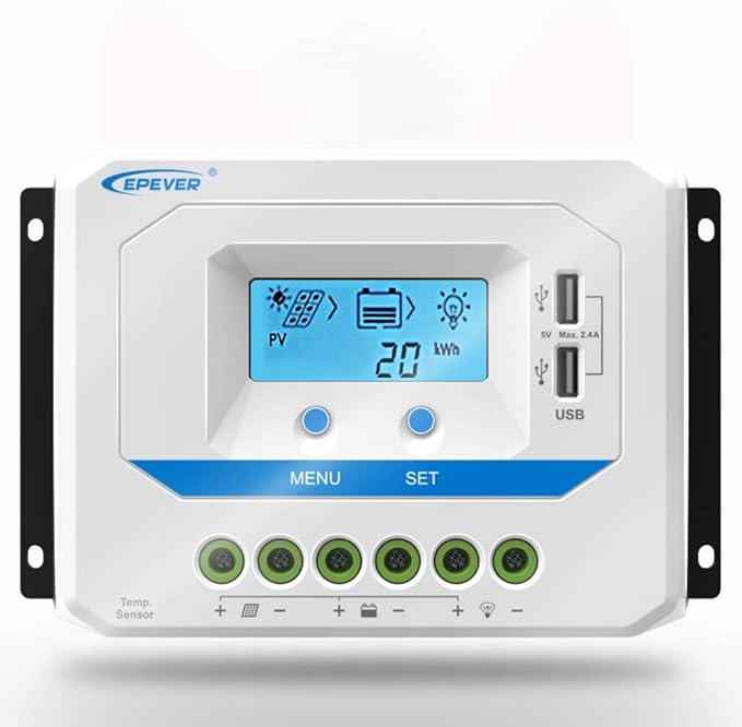 EPEVER Solar Charge Controller 60A 12V/24V/36V/48V Auto Work, Solar Panel Solar Charge Controller PWM Regulator with LCD Display and USB 5V Output, for Lead-Acid Gel Sealed Flooded Battery
