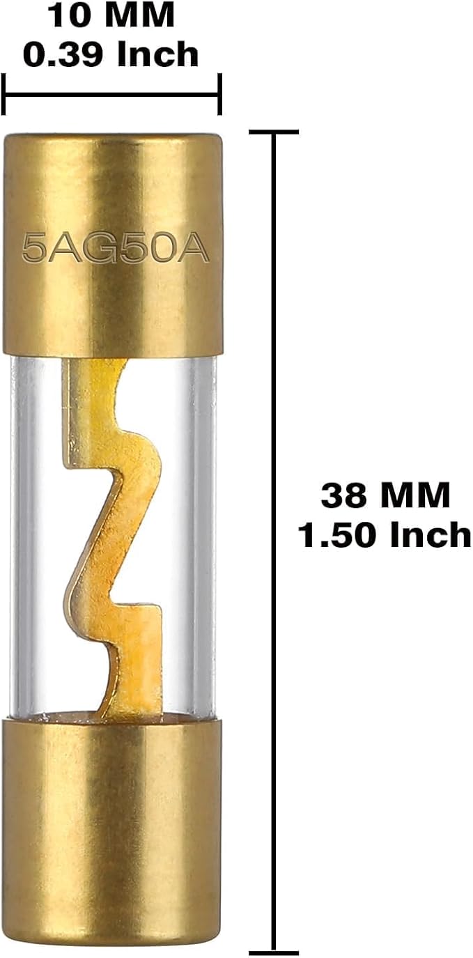 4-8 Gauge AWG Inline 50 Amp Fuse Holder with 50A AGU Fuses for Car Audio Alarm Amplifier Subwoofer in-line Fuse Holders (50Amp)