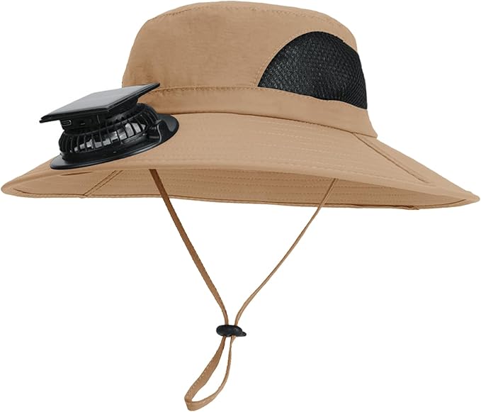 Solar Powered Fan Hat Wide Brim Sun Hat with Solar Fan Sun Bucket Hats Men Women UPF50+ Fishing Beach Hats with Fans