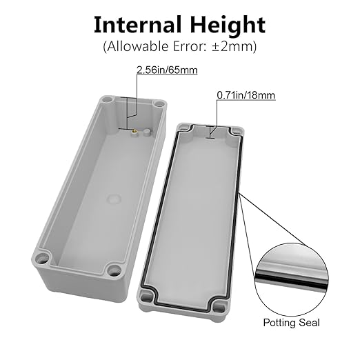 LeMotech IP67 Waterproof Junction Box ABS Plastic Project Box Dustproof Electrical Box Outdoor Enclosure for Electronics DIY Case Gray 9.8X 3.1x 3.3 inch (250x 80x 85 mm)