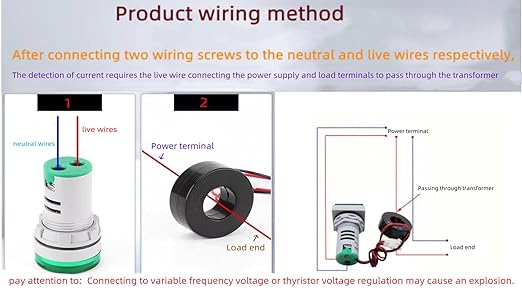 with Three-Digit Display AC Current, Voltage, Frequency Indicator, 22mm Square Head LED Multi-Function Measuring Instrument Monitor (Yellow)