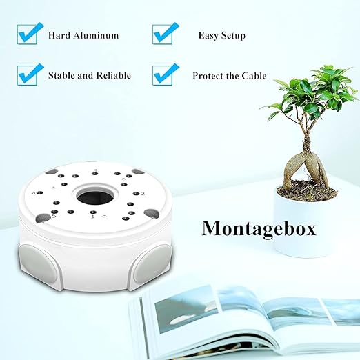 Metal Aluminum & Waterproof Junction Box Mount Bracket, Universal for Bullet Security Camera, Aluminum Waterproof Hide Cable Junction Box Compatible with Solar Panel, Fits Wall Ceiling