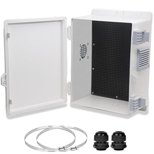 Outdoor Electrical Junction Box, Ventilation and Heat Dissipation ABS Plastic Project Enclosure with Internal Mounting Panel 9.2"x 7"x 4.6"
