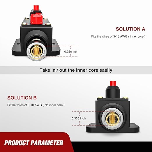 Nilight 30A Inline Circuit Breaker Resettable 12-24V DC Manual Reset Fuse Holder 3-15 AWG Overload Protection for Car Audio Sound Amplifier System RV Marine Boat Truck Solar Inverter