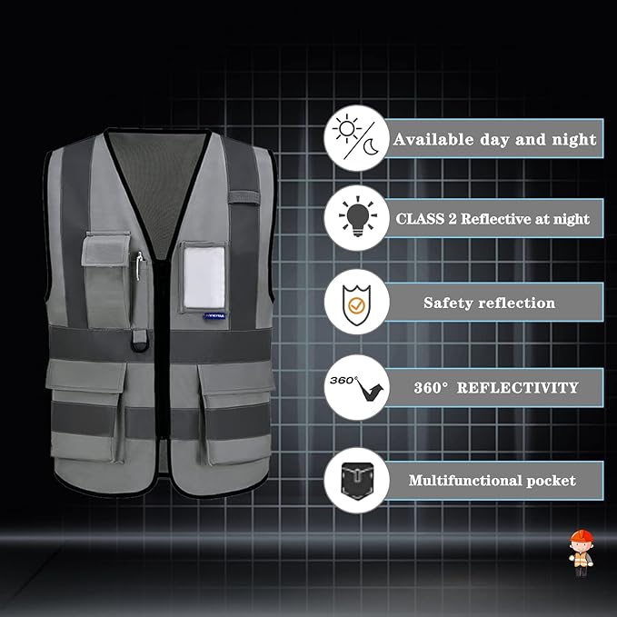 A-SAFETY 4XL 5XL grey vest construction
