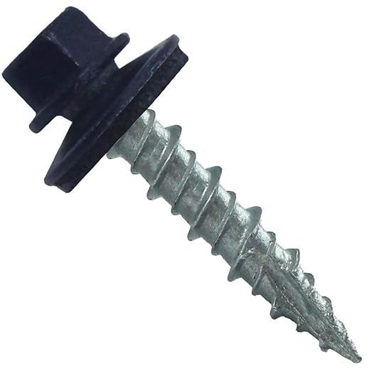 Metal Roofing Screws: (250) 10 x 1 Dark Blue Hex Head Sheet Metal Roof Screw. Self Starting Metal to Wood siding Screws. EPDM Washer. Colored Head