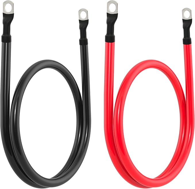 4 AWG Battery Cable 4AWG Gauge Battery Inverter Cables for Automotive Solar Marine Boat RV Car Motorcycle (4 AWG, 3FT, 3/8")