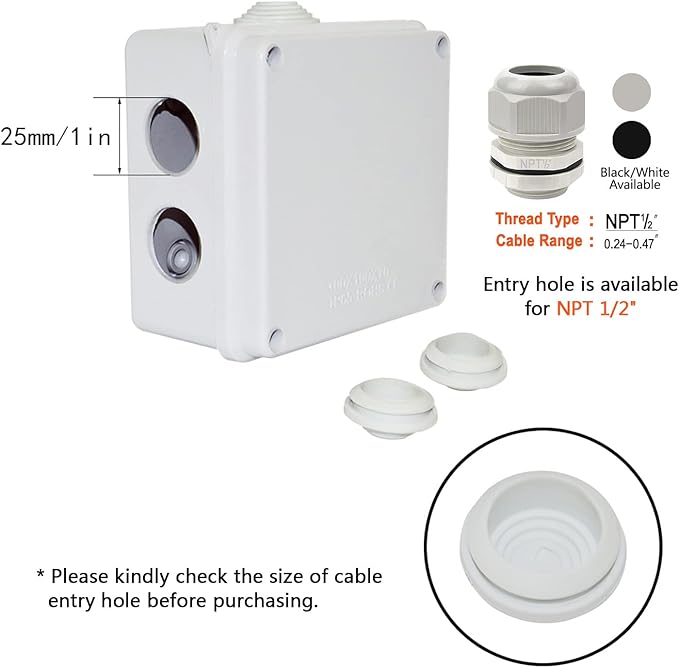 LeMotech ABS Plastic Dustproof Waterproof IP65 Junction Box Universal Electrical Project Enclosure White 3.9 x 3.9 x 2.8 inch (100 x 100 x 70 mm)(Pack of 2)