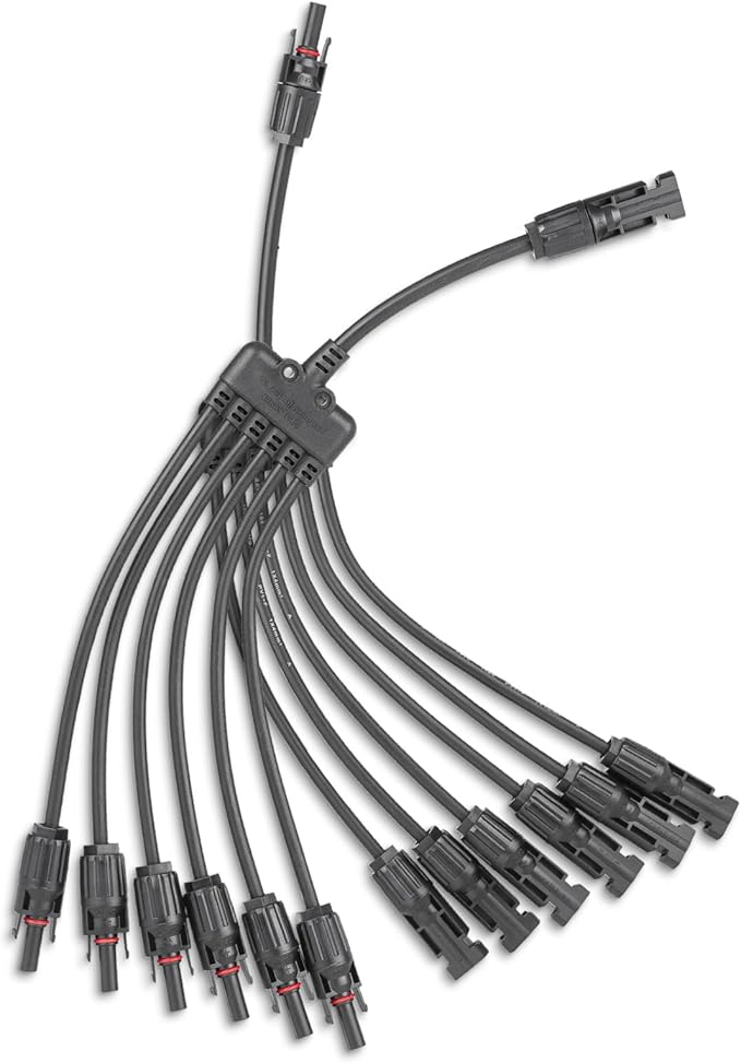 Solar Panel Connector 6 to 1 Solar Y Branch Solar Panel Splitter 6Way Solar Panel Parallel Connectors Solar Adapter Cable Plug for Solar System Panel (6 to 1 1 Pairs)