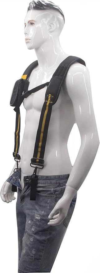 Heavy Duty Tool Belt Suspenders for Men 3 Point Padded Suspenders with Attachment Loops for Men