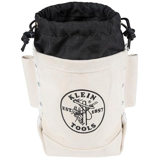Klein Tools 5416TCP Tool Bag, Extra Tall Top Closing Bolt Bag with 3-Inch Drawstring, Heavy-Duty No. 4 Canvas, 5 x 12 x 9-Inch