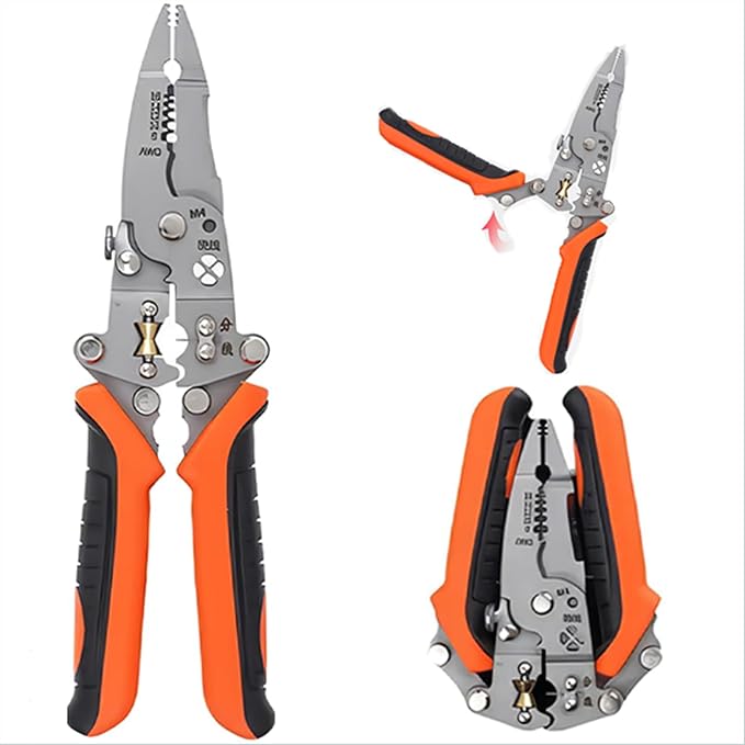 12in1 Multifunctional Wire Stripper Foldable Wire Stripper Twister Professional Electrician's Pliers Cable stripping pliers for cutting stripping crimping Crimping Tool (1)