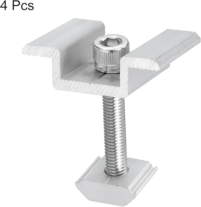 uxcell Set of 4 Solar Panel Mount Mid Clamps, 40mm Aluminum Solar Mid Clamp Solar Panel System Install Accessories for PV System Mounting Bracket