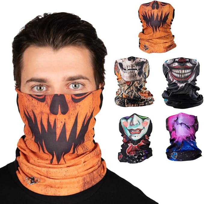 S A Company 5-Pack UV Face Shield | UV 30+ Multipurpose Neck Gaiter Balaclava for Adults | Multiple Color Packs