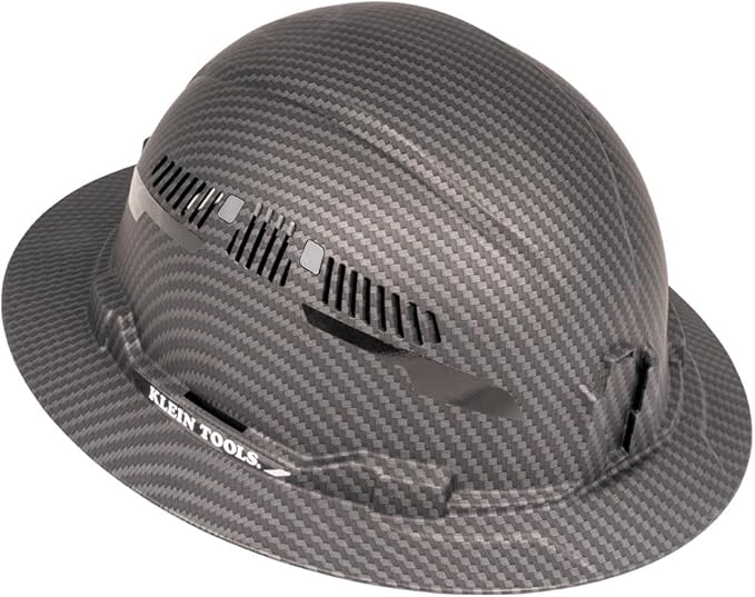 Klein Tools 60626 Hard Hat, Vented Full Brim Premium KARBN Design, Type 1 Class C Hard Hat, 4-Point Ratchet Suspension