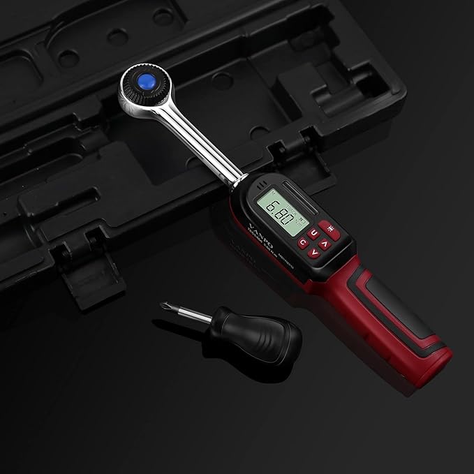 VANPO Digital Torque Wrench 3/8 Inch Drive 5-99.5 ft-lbs./6.8-135Nm, ±2% CW Torque Accuracy, Electronic Torque Wrench Set with Buzzer and LED Flash Notification for Bike Moto
