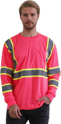 W&H Hi Vis Safety Long Sleeve Shirts Reflective High Visibility Birdeyes Class 3 Shirts,Construction Work