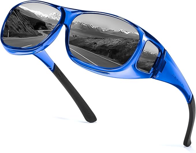 Myiaur Fit Over Glasses Sunglasses for Men Women， Polarized UV400 Protection, Anti-Glare for Driving & Outdoor Activities