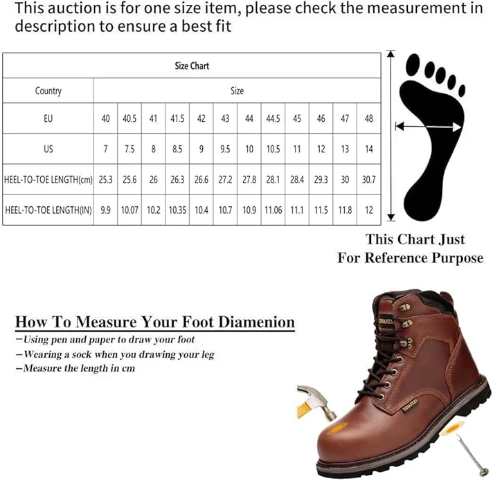 Work Safety Boots for Men Durable Crazy-Horse Leather Indestructible Steel Toe Waterproof and Non-Slip Better Warmth Men Work Shoes