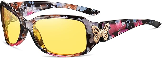 HAOLOTA Night Vision Driving Glasses Women Anti Glare Polarized, Wrap Around Nighttime Safety Glasses UV Protection
