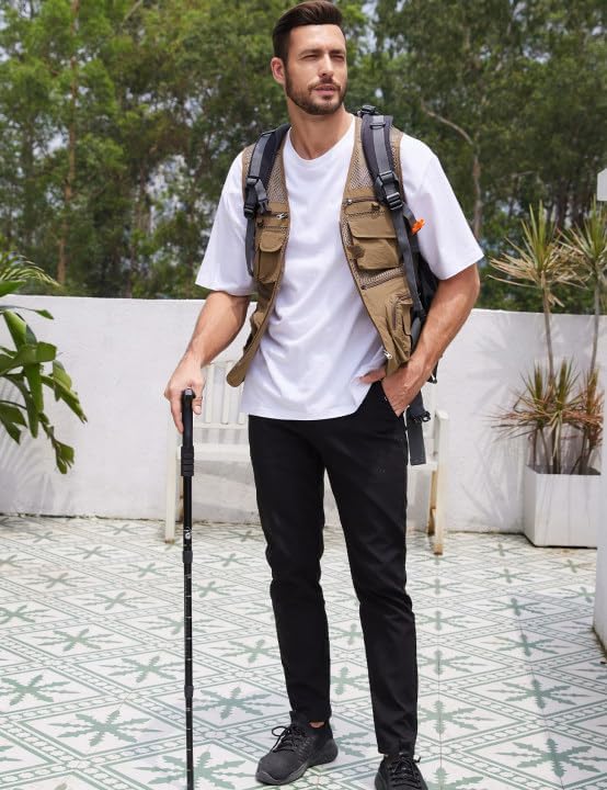 Gihuo Men's Fishing Safari Vest with Pockets for Summer Travel