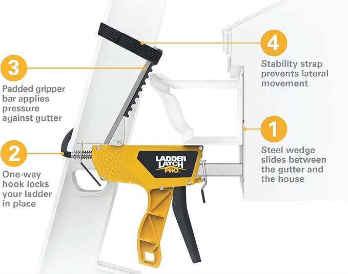 Ladder Safety Device - Lightweight, Installs in Seconds with One Hand