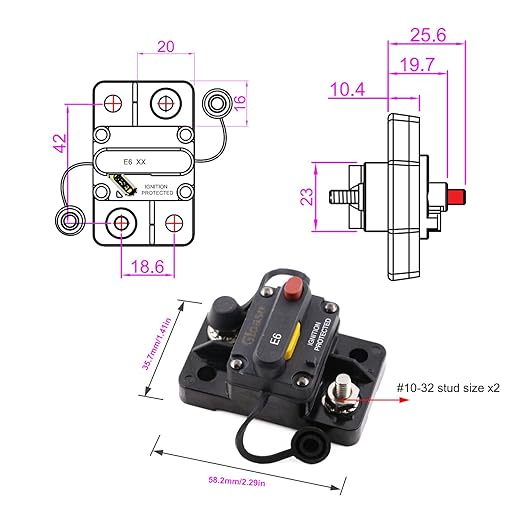 12V 24V 15A Circuit Breaker Manual Reset for Car RV Solar Marine Automotive, 12 Volt-32V DC Boat Trolling Motor Breaker 15 Amp, T3 Resettable in-Line Fuse, Overload Protection, Waterproof