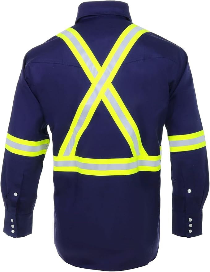 Flame Resistant High Visibility Hi Vis FR Shirt - 100% C - 7 oz