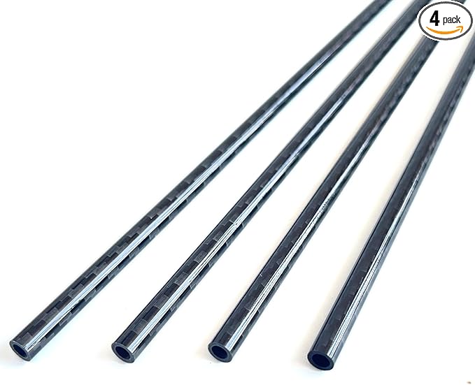 4pcs Carbon Fiber Tube 6mmx4mmx420mm 3K roll Wrapped Twill Glossy Finish