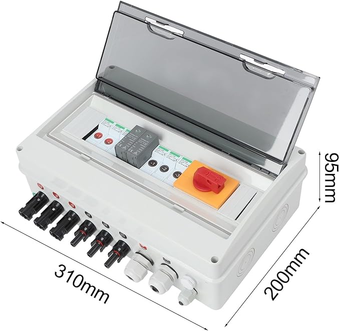 1000V 3In 1Out 3 String Solar PV Combiner box, Photovoltaic Array Solar Circuit Breaker with Surge Protector, Solar Disconnect Switch Outdoor Waterproof for On/Off Grid Solar Panels System