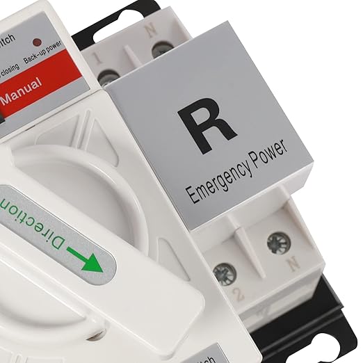110V 2P 63A Mini Dual Power Automatic/Manual Transfer Switches Toggle Controller Change-Over Switch Self Cast Conversion 2S Quickly Toggle AC-33iB Conversion Options (2P 63A White)