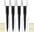 Premium No Dig Ground Anchor Black U-Model Screw in Post Stake 27" Long Anchor Fits Full Sized 4"x4" Posts, Great for Mailbox Posts and Fence Posts, 4-Pack
