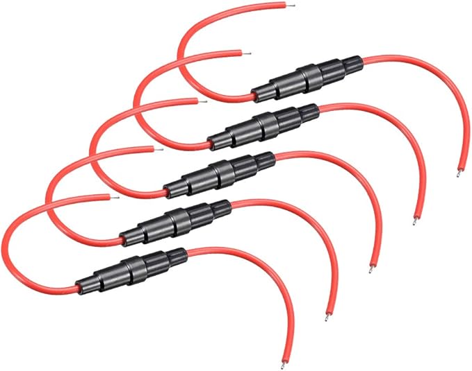 uxcell Inline Screw Type Fuse Holder 18 Gauge AWG 5Pcs for 5mm x 20mm Tube Fuse